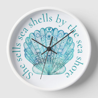 Aqua Sea Shell Clock