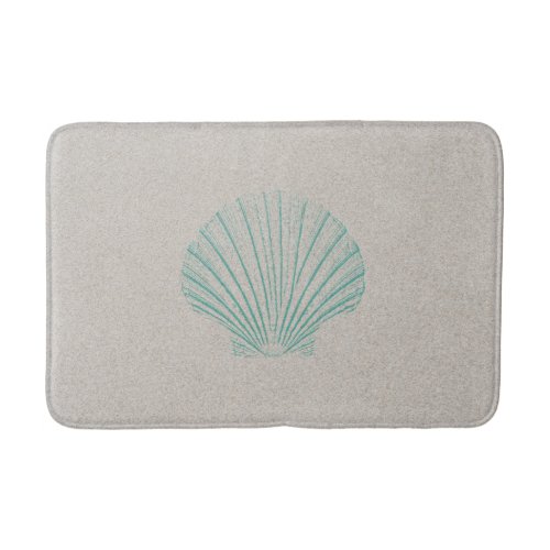 Aqua Sea Shell with Sand Texture Bath Mat