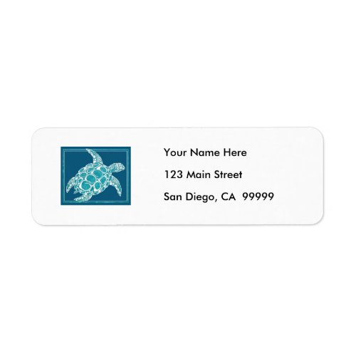 Aqua Sea Turtle Label