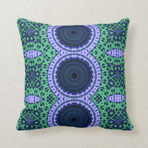 Aqua Seahorse Kaliedescope Pattern Throw Pillow