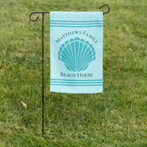 Aqua Seashell Island Home Cute Custom Beach House Garden Flag