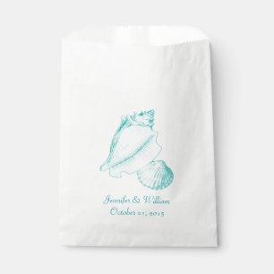 Aqua Seashells Wedding Favor Bag