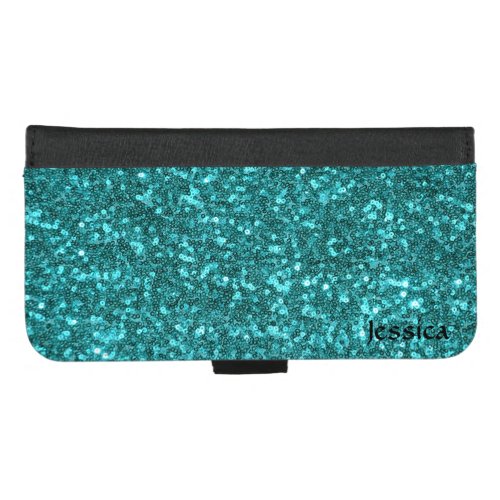 Aqua Sequines iPhone 87 Plus Wallet Case