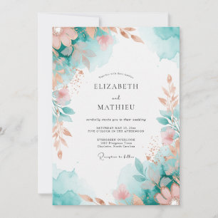 Aqua Serene Botanical Wedding Invitation