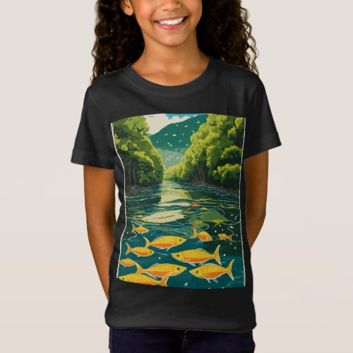 Aqua Serenity Ray Morimuras Tranquil River T_Shirt