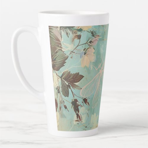  Aqua Shabby Cottage Dragonfly Latte Mug