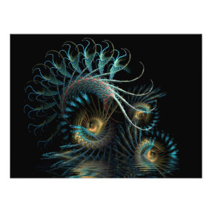 Aqua Shell Swirl Fractal Art Photo Print