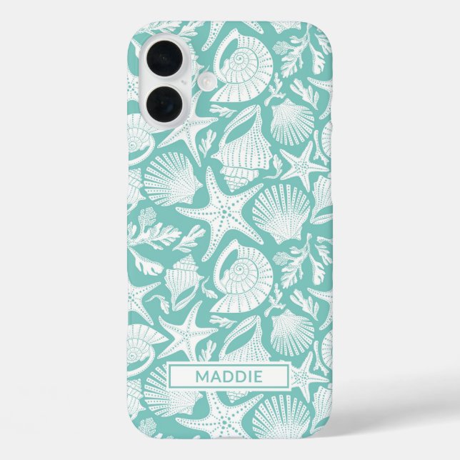 Aqua Shells Personalized Case-Mate iPhone Case (Back)