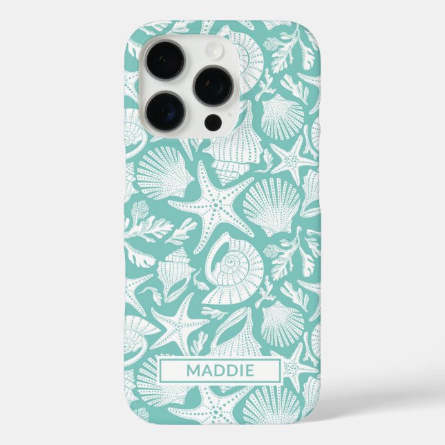 Aqua Shells Personalized Case-Mate iPhone Case (Back)