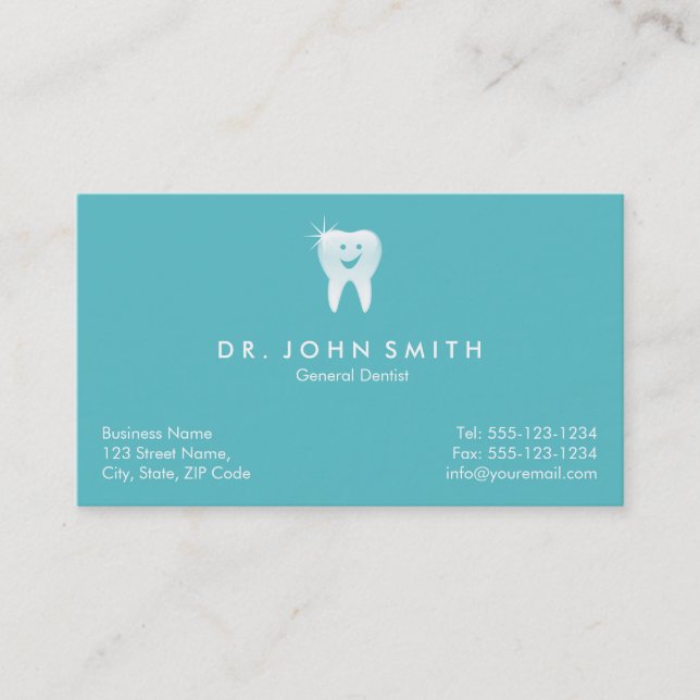 Aqua Shiny Smiling Tooth Dental Appointment (Front)