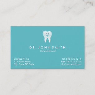 Aqua Shiny Smiling Tooth Dental Appointment Card
