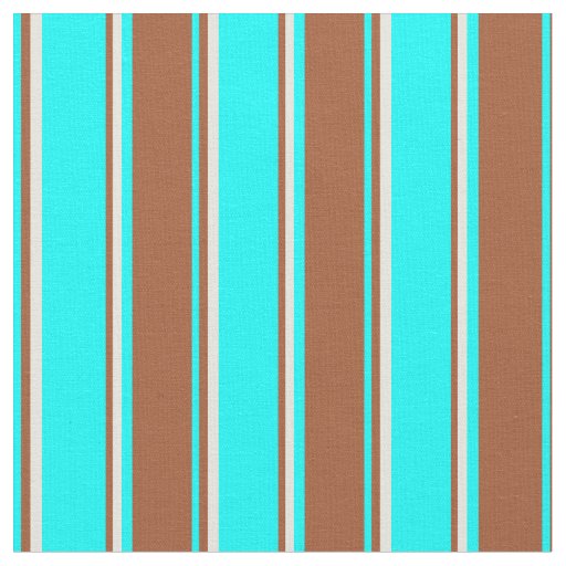Aqua, Sienna, and Beige Lined Pattern Fabric