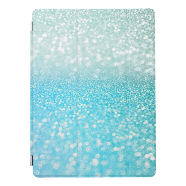 Aqua Silver Beach Blue Summer Glitter Gradient iPad Pro Cover (Front)