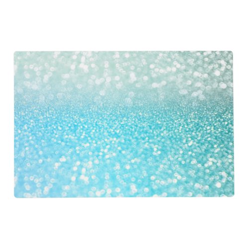 Aqua Silver Beach Blue Summer Glitter Gradient Placemat