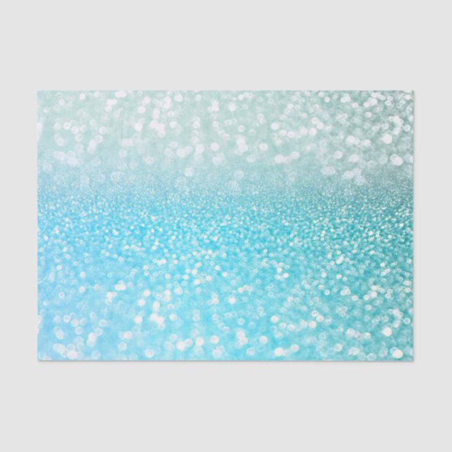 Aqua Silver Beach Blue Summer Glitter Gradient Tissue Paper (Front)