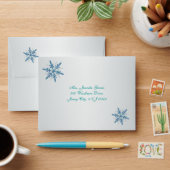 Aqua, Silver, Blue Snowflake A2 for RSVP Card Envelope (Desk)