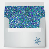 Aqua, Silver, Blue Snowflake A7 Return Address Envelope (Back (Bottom))