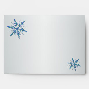 Aqua, Silver, Blue Snowflake A7 Return Address Envelope