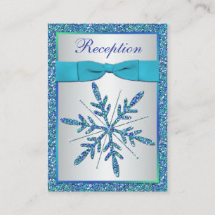 Aqua, Silver, Blue Snowflake Enclosure Card
