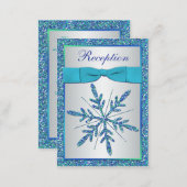 Aqua, Silver, Blue Snowflake Enclosure Card (Front/Back)