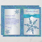 Aqua Silver Blue Snowflakes Quinceañera Program (Front/Back)