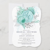 Aqua & Silver Floral Bridal Shower Invitation (Front)