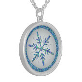 Aqua, Silver Glitter LOOK Snowflake Necklace (Front Left)