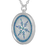 Aqua, Silver Glitter LOOK Snowflake Necklace (Front Right)