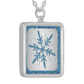 Aqua, Silver Glitter LOOK Snowflake Necklace (Front Left)