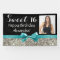 Aqua Silver Glitter Photo Sweet 16 Birthday Party