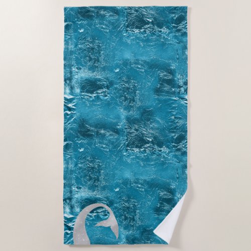 Aqua Silver Mermaid Beach Towel