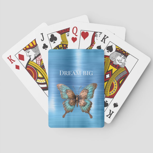 Aqua Silver Snake Print Poker Cards (Back)