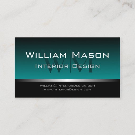 Customizable Aqua &amp; Silver Stripe Professional Business Card