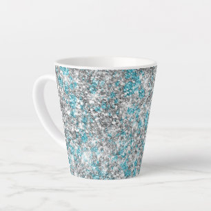 Aqua Silver Unicorn Glitter Sparkle Birthday Latte Mug