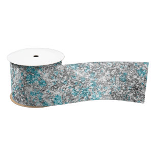 Aqua Silver Unicorn Glitter Sparkle Birthday  Satin Ribbon
