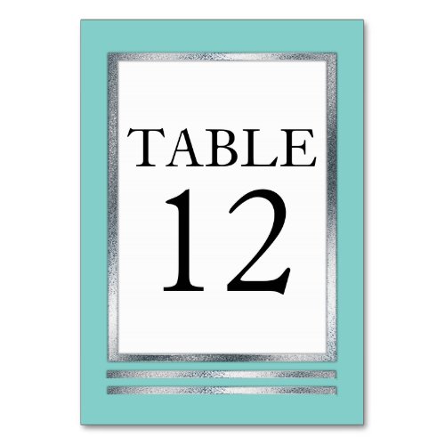 Aqua  Silver  White Modern Simple Elegant Table Number