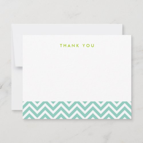Aqua Simple Chevron Thank You Note Cards