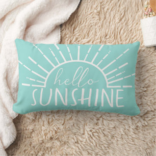 Aqua Simple Modern Hello Sunshine Lumbar Pillow