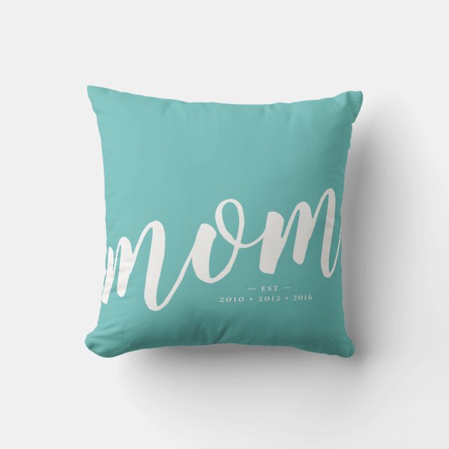 Aqua | Simple Typography Mom Throw Pillow (Front)