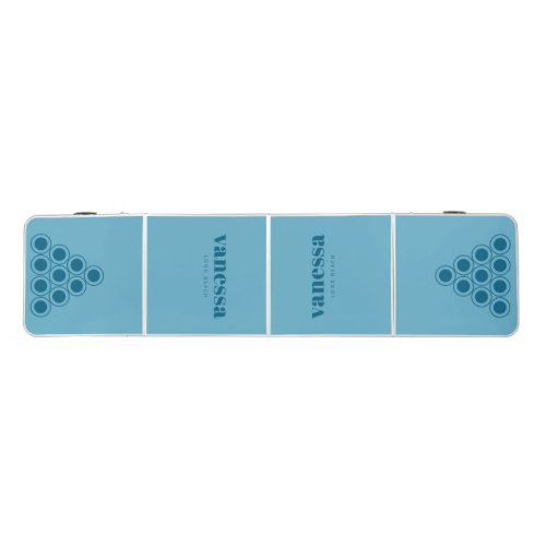 Aqua Sky & Blue Minimal Modern Classic Name Beer Pong Table