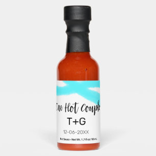 Aqua sky blue pastel one hot couple add name date sauces