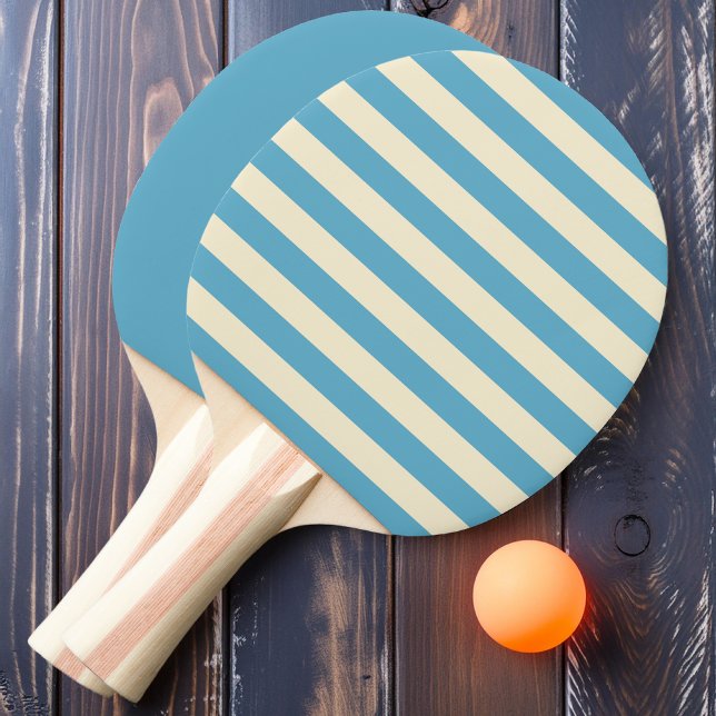 Aqua Sky Polo Stripes and Solid  Ping Pong Paddle (Creator Uploaded)