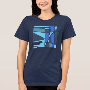 Aqua Slate Teal Royal Blue Geometric Shapes Motif Tri-Blend Shirt
