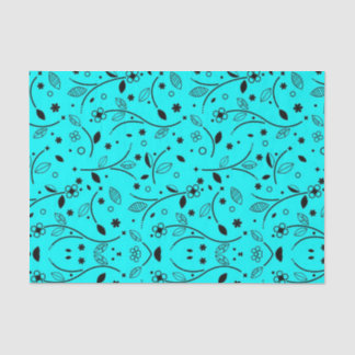 Aqua Small Floral Print in Black Tissue Paper