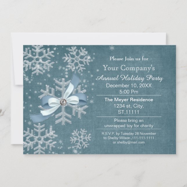 aqua snow Festive Corporate holiday party Invite (Front)