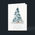 Aqua Snow Watercolor Pine Christmas Tree Gifts Holiday Card<br><div class="desc">If you need any further customization please feel free to message me on yellowfebstudio@gmail.com.</div>