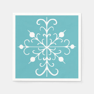 Aqua Snowflake Napkins
