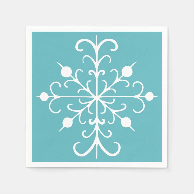 Aqua Snowflake Napkins (Front)