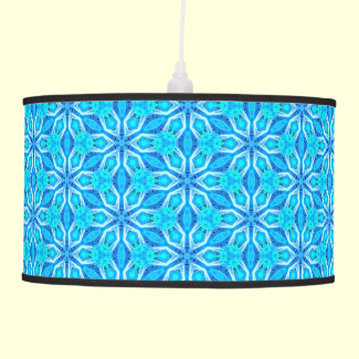 Aqua Snowflakes Abstract Spinning in Winter Pendant Lamps