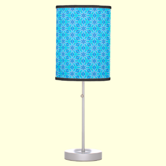Aqua Snowflakes Abstract Spinning in Winter Table Lamp